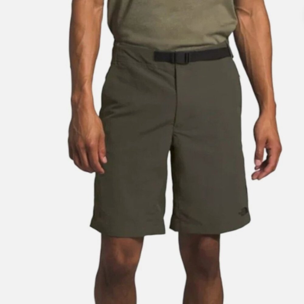 The North Face Mens 32 Green Nylon Paramount Trail Chino Shorts Adjustable Waist
